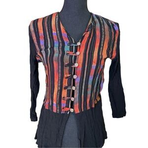 Vintage Sharon Anthony Petites Blouse Long Sleeve Button Multicolor Sz 6P